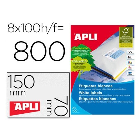 ETIQUETAS APLI ADH. 105X70 CAJA CON 100 H. DIN A-4 800 ET