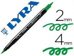 MARCADOR LYRA AQUA DE FIBRA VERDE BRUSH AGUARELAVEL DUPLA