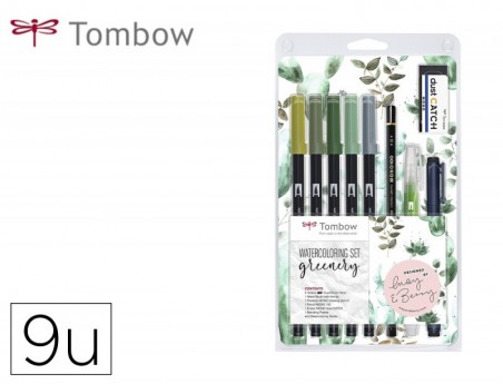 CONJUNTO WATERCOLORING TOMBOW GREENERY 9 PECAS