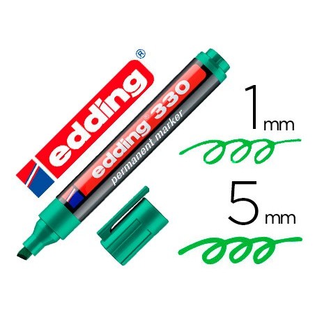 MARCADOR EDDING PERMANENTE VERDE 1/5MM 330 PONTA BISELADA