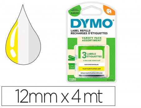 FITA DYMO METALIZADA CONSUMIVEL ETIQUETADORA LETRATAG 12MM X
