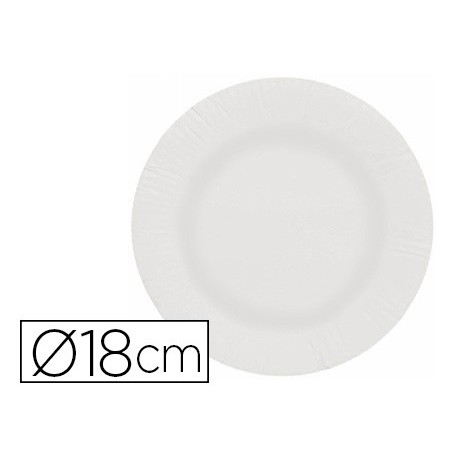 PRATO PAPEL RECICLAVEL BRANCO 18 CM PACK 100 UNIDADES