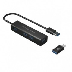 CONCEPTRONIC HUB USB3.0 4 PORT USB3.0 ALUMINIO+ ADAPTADOR US