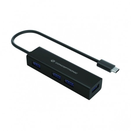 CONCEPTRONIC HUB USB-C 4 PORT USB3.0 ALUMINIO PRETO MEGA PR