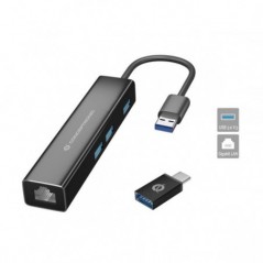 CONCEPTRONIC HUB USB-C 3XUSB3.0 1xRJ45 + ADAPT USB-C PARA US