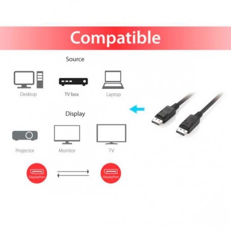 EQUIP CABO DISPLAYPORT 1.2 M/M 5.0M BLACK WITH LATCH