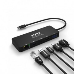PORT DOCK USB-C COM VGA HDMI RJ45 USB-C USB3 85W PD PROMO