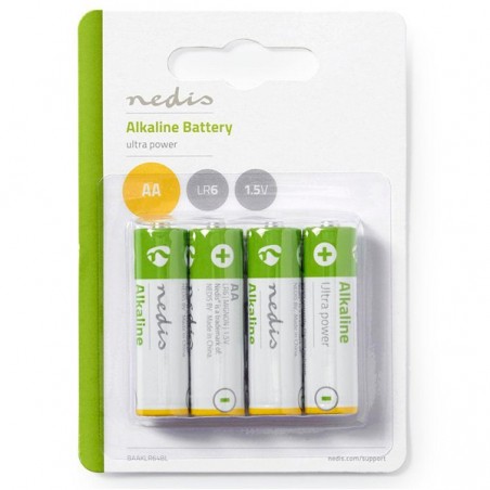 NEDIS PILHAS ALCALINAS LR6 AA 1.5V BLISTER 4 UNDS