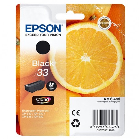 EPSON TINTEIRO PRETO 33 CLARIA PREMIUM XP-530/630/635/830