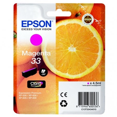 EPSON TINTEIRO MAGENTA 33 CLARIA PREMIUM XP-530/630/635/830