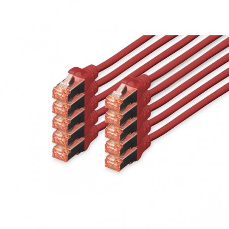 DIGITUS CHICOTE CAT 6 S-FTP LSZH 1MT PACK 10 VERMELHO