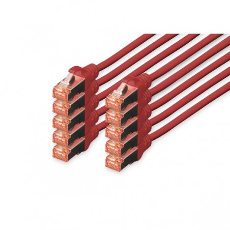 DIGITUS CHICOTE CAT 6 S-FTP LSZH 3MT PACK 10 VERMELHO