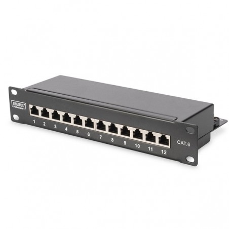 DIGITUS PATCH PANEL 10" CAT6 12P 1U BLINDADO PRETO