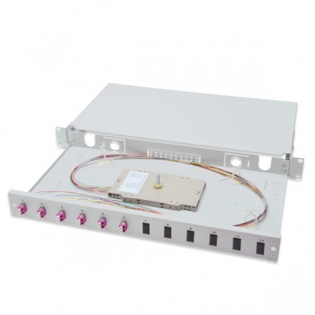 DIGITUS FIBER OPTIC SLIDING SPLICE BOX, 1U, EQUIPPED, LC, OM