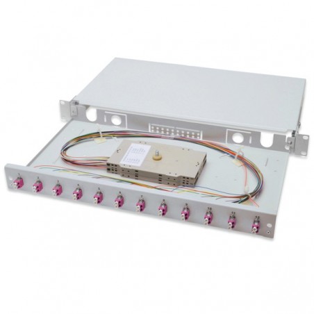 DIGITUS FIBER OPTIC SLIDING SPLICE BOX, 1U, EQUIPPED, LC, OM