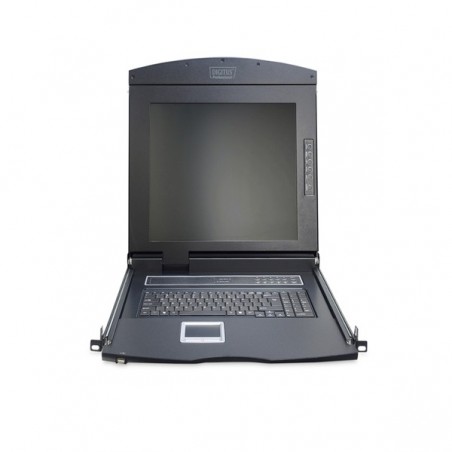 DIGITUS 17" TFT CONSOLA 16P CAT5 KVM SWITCH TECLADO US PRETO