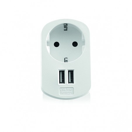 EWENT CHARGER USB 2PORT 3.1A WITH SHUKO POWER SOCKET WHITE