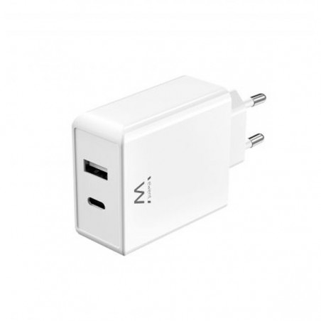 EWENT CARREGADOR USB-C & USB NITRETO DE GALIO 45W WHITE