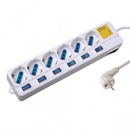 EWENT EXTENSAO ELETRICA 6 TOMADAS 3M ON/OFF EACH PORT SURGE