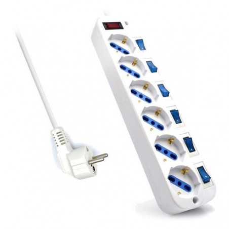 EWENT EXTENSAO ELETRICA 6 TOMADAS 5M ON/OFF EACH PORT SURGE