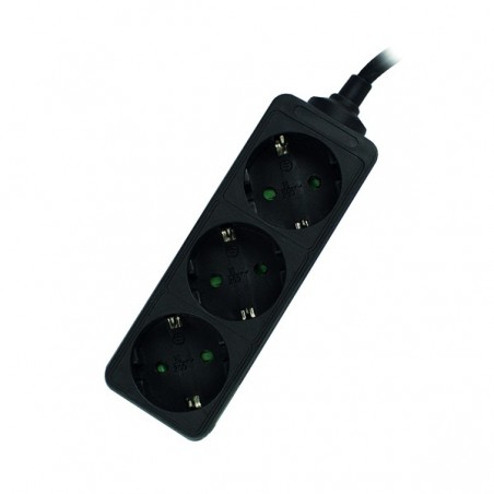 EWENT REGUA TOMADAS 3 SOCKETS (SHUKO) 16A, SHUKO PLUG, BLACK