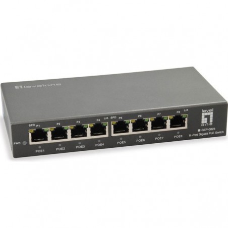 LEVELONE SWITCH 8 PORTAS GIGABIT POE SWITCH, 802.3AT/AF POE,