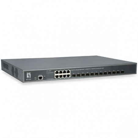 LEVELONE SWITCH 20-PORT L3 MANAGED GIGABIT 12X10GBE SFP+, 8X