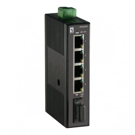 LEVELONE SWITCH 4 FE + 1 MM SC UNMANAGED  -10 ~ 60C, DIN-RAI
