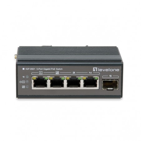 LEVELONE SWITCH 5-PORT GIGABIT POE SWITCH DIN-RAIL -30°C TO