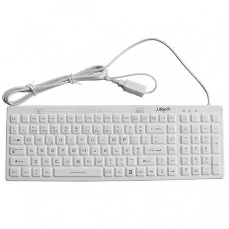LIFETECH KEYBOARD SILICONE HIGIENIZÁVEL / LAVÁVEL USB BRANCO