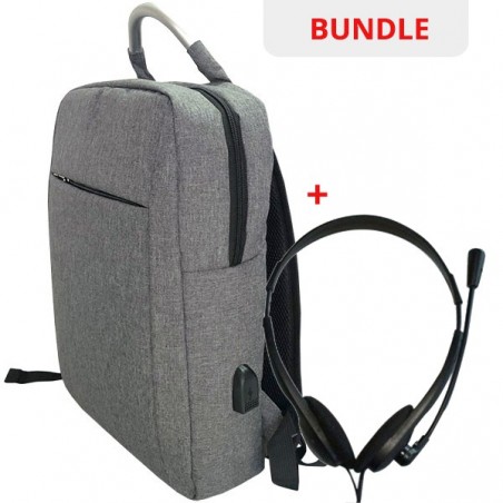 LIFETECH MOCHILA BACKPACK FASHION GREY 15.6" + HEADSET C/ MI