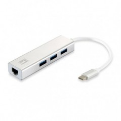 LEVELONE ADAPTADOR USB-C 1xGIGABIT RJ45+ HUB 3xUSB