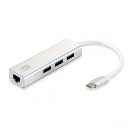LEVELONE ADAPTADOR USB-C 1xGIGABIT RJ45+ HUB 3xUSB