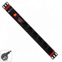 WP RACK REGUA TOMADAS 6X SCHUKO 19" PDU C/ INTERRUPTOR & MED