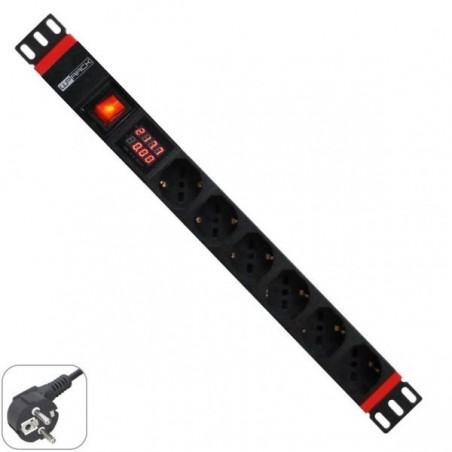 WP RACK REGUA TOMADAS 6X SCHUKO 19" PDU C/ INTERRUPTOR & MED