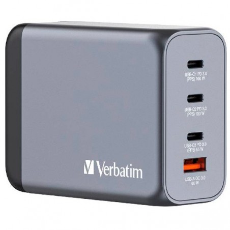 VERBATIM CARREGADOR GAN 200W 3x USB-C (100+100+65W) + 1xUSBA