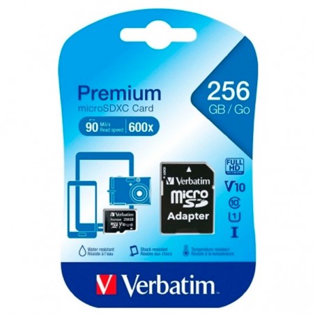 VERBATIM MICRO SDXC PREMIUM 256GB UHS-1 CLASS 10 C/ADAPTADOR