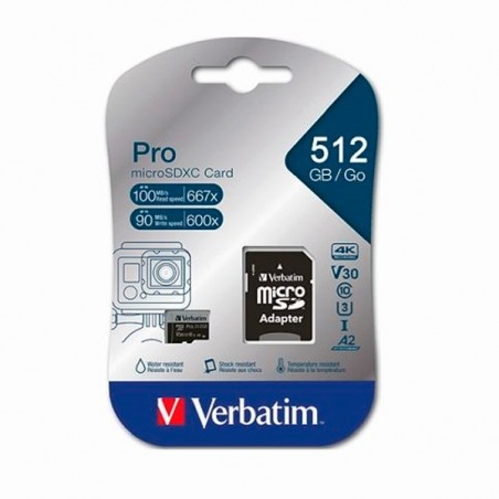 VERBATIM MICRO SDXC PRO 512GB U3 CLASS 10 C/ADAPTADOR