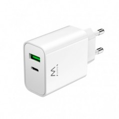 EWENT CARREGADOR 1xUSB-C 1xUSB QC3 30W POWER DELIVERY WHITE