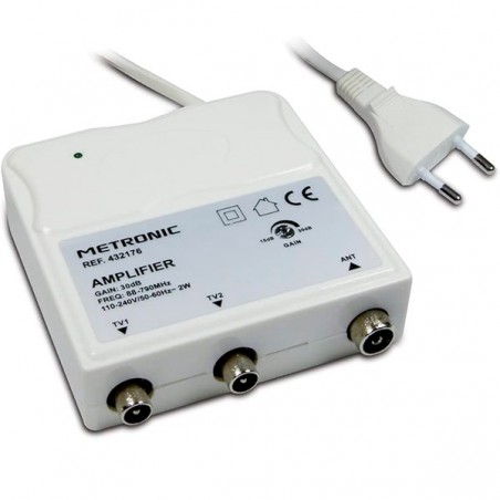 METRONIC AMPLIFICADOR DE INTERIOR FM/UHF 1 ENTRADA/2 SAÍDAS