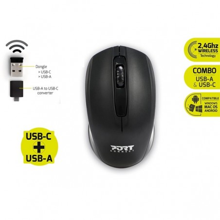 PORT RATO WIRELESS BUDGET AMBIDESTRO USB & USB-C 1000DPI