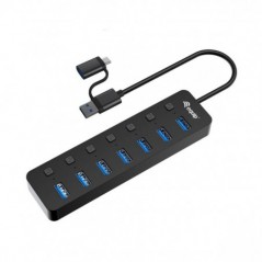 EQUIP LIFE HUB USB & USB-C 7 PORTAS USB3.0 C/SWITCH INDIVI E