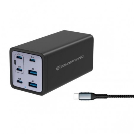 CONCEPTRONIC OZUL06BE 6-PORT 200W GAN USB PD CHARGER WITH US
