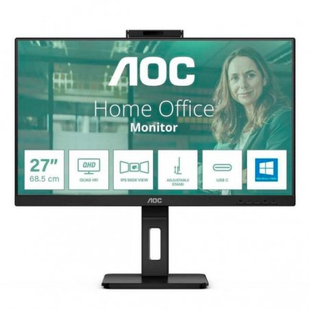 AOC MONITOR IPS 27" QHD 4MS 75HZ HDMI DP USB COLUNAS WEBCAM