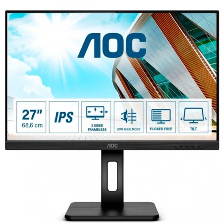 AOC MONITOR IPS 27" FHD VGA DVI HDMI DP USB COLUNAS HAS PIVO
