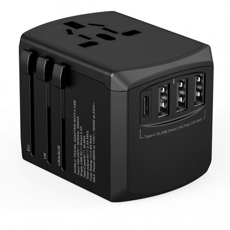 CARREGADOR DE VIAGEM UNIVERSAL XOOPAR WORLD TRAVEL PRETO