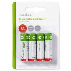 NEDIS PILHAS RECARREGÁVEIS AA 1.2V 1300 mAh 4 UNDS