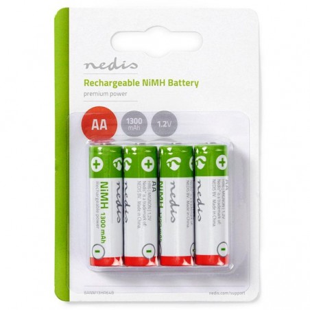 NEDIS PILHAS RECARREGÁVEIS AA 1.2V 1300 mAh 4 UNDS
