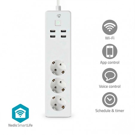 NEDIS WIFI SMARTLIFE EXTENSÃO ELETRICA 3X PLUG WITH EARTH CO