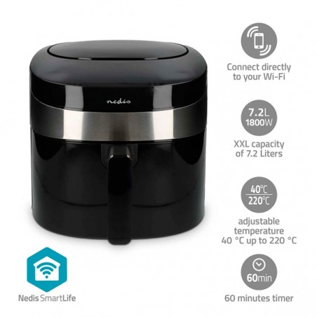 NEDIS WIFI SMARTLIFE AIR FRYER 7,2 L TIMER 240 MIN 8 PROGRAM